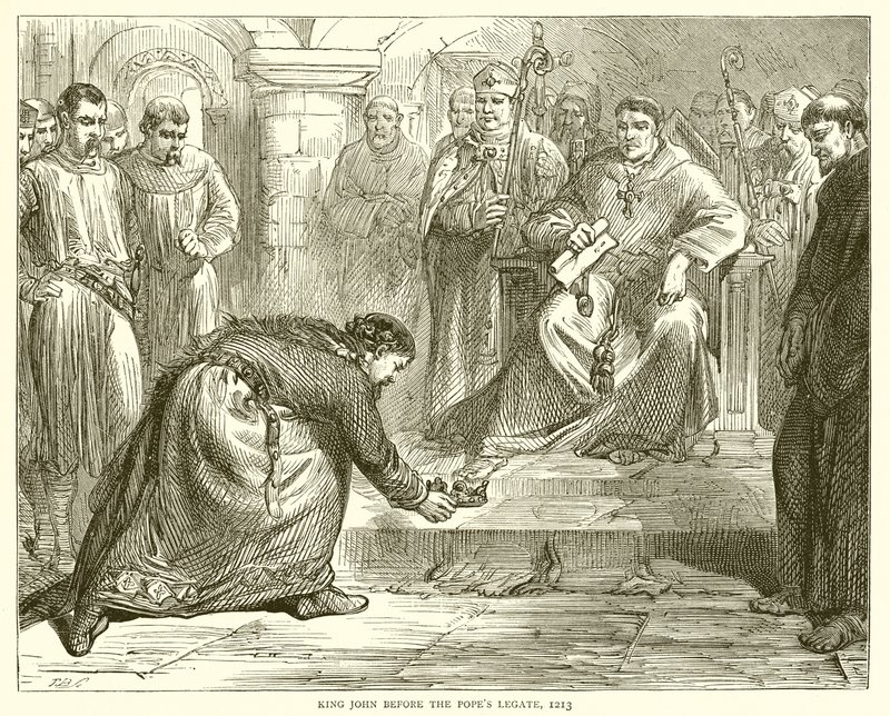 Re Giovanni davanti al legato del Papa, 1213 da English School