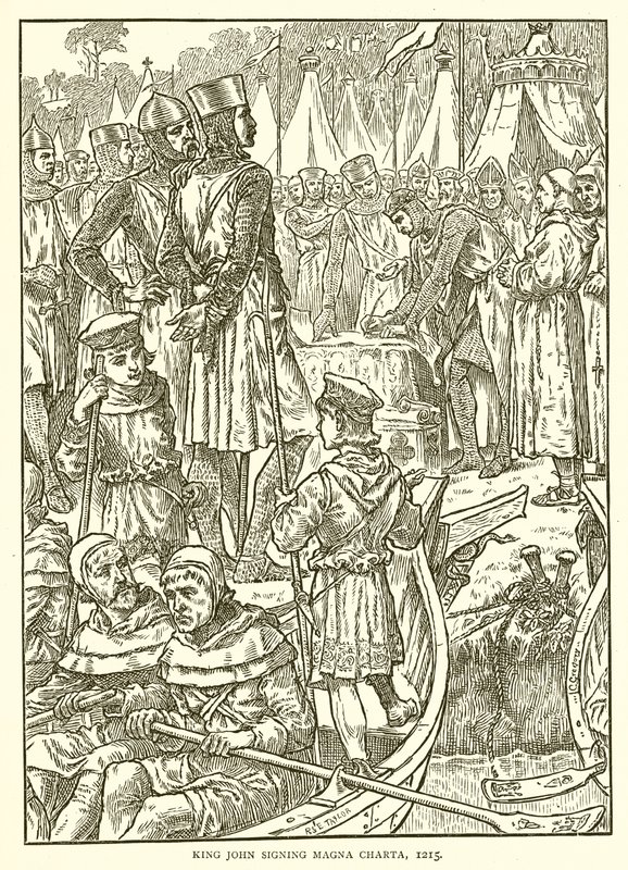 Re Giovanni firma la Magna Carta, 1215 da English School