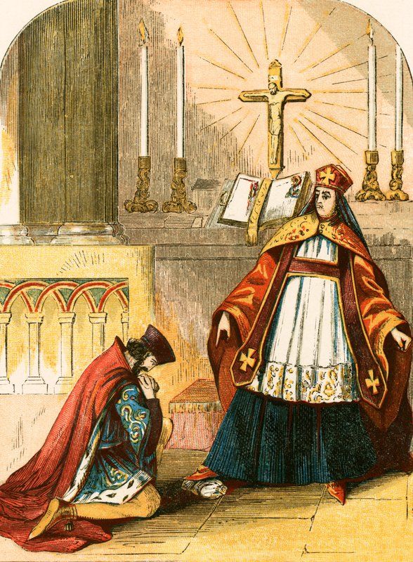 La sottomissione di Re Giovanni al legato papale da English School