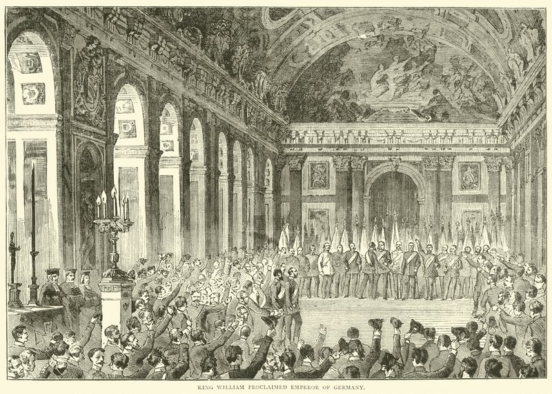 Re Guglielmo proclamato imperatore di Germania, dicembre 1870 da English School