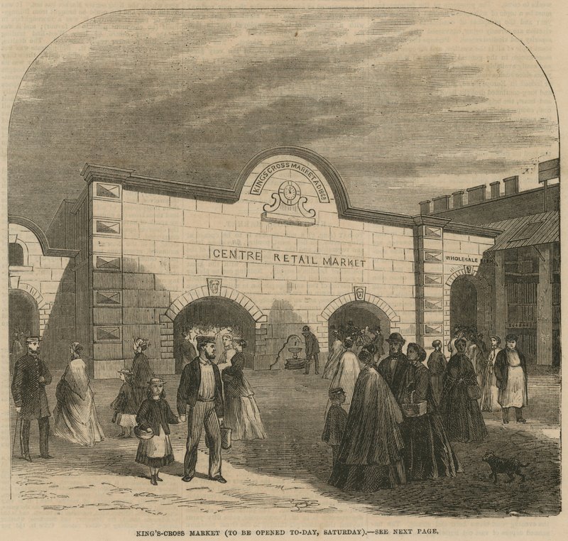 Mercato di Kings Cross, da aprire sabato 8 agosto 1868 da English School