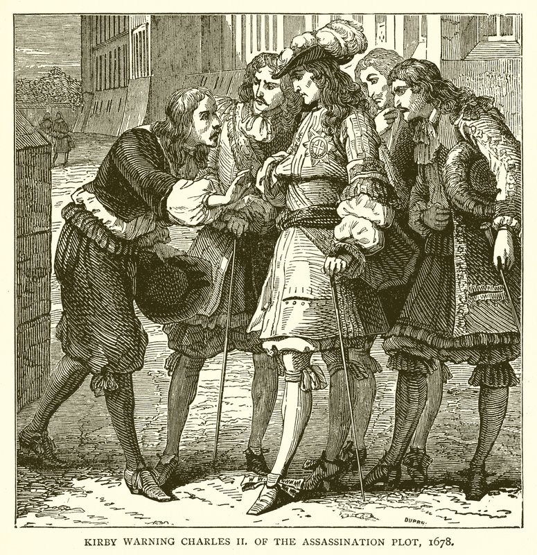Kirby avverte Carlo II del complotto di assassinio, 1678 da English School