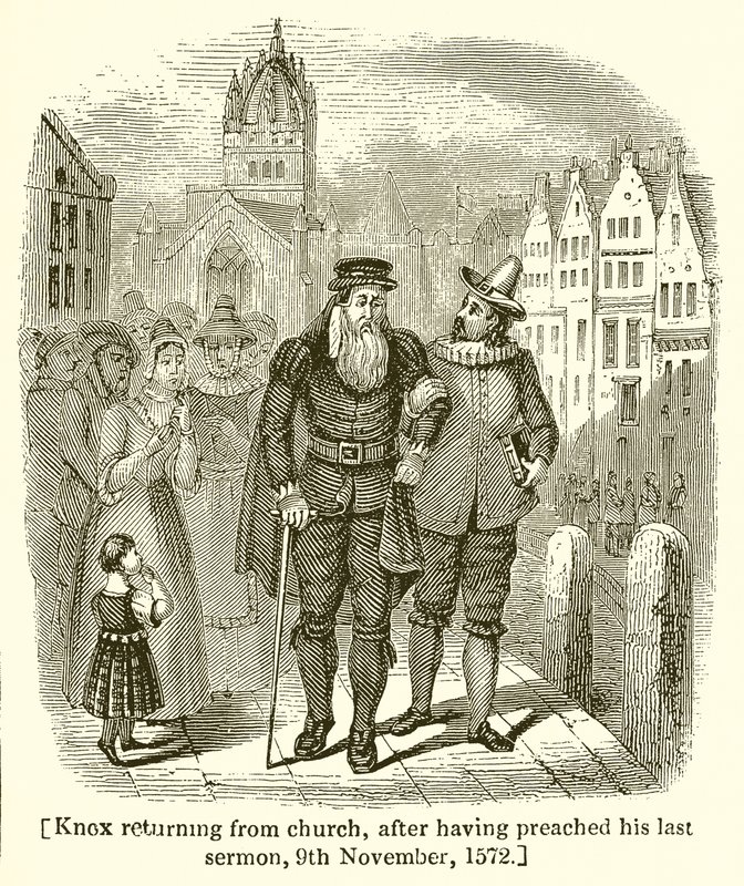 Knox che ritorna dalla chiesa, dopo aver predicato il suo ultimo sermone, 9 novembre 1572 da English School