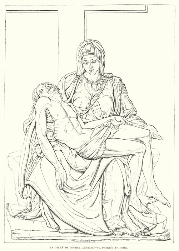 La Pietà di Michelangelo, San Pietro a Roma (incisione) da English School