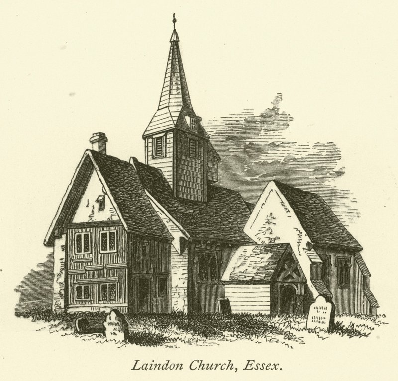 Chiesa di Laindon, Essex (incisione) da English School