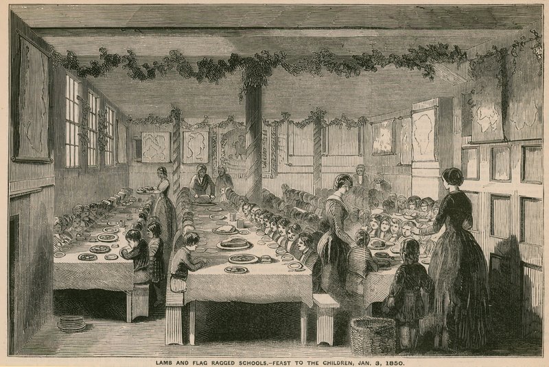 Scuola Ragged Lamb and Flag, festa per i bambini, 3 gennaio 1850 da English School