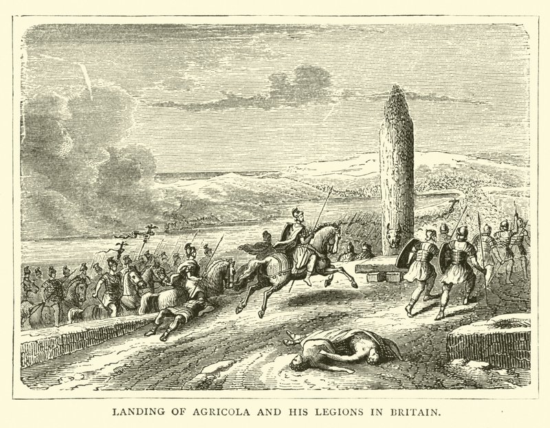 Sbarco di Agricola e delle sue legioni in Britannia da English School