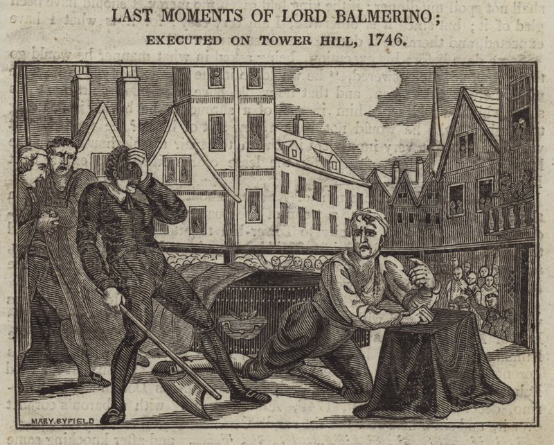 Ultimi momenti di Lord Balmerino; eseguito sulla Tower Hill da English School