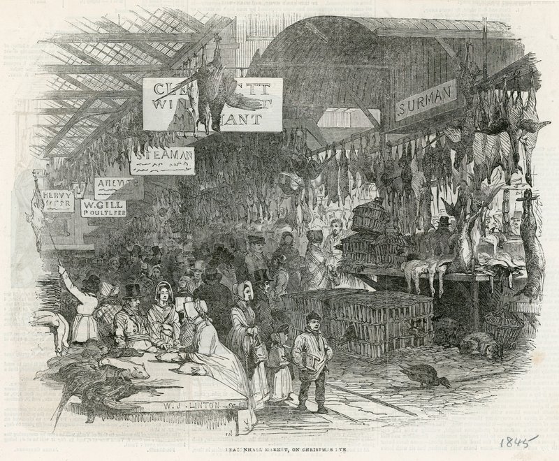 Mercato di Leadenhall alla Vigilia di Natale, 1845 da English School
