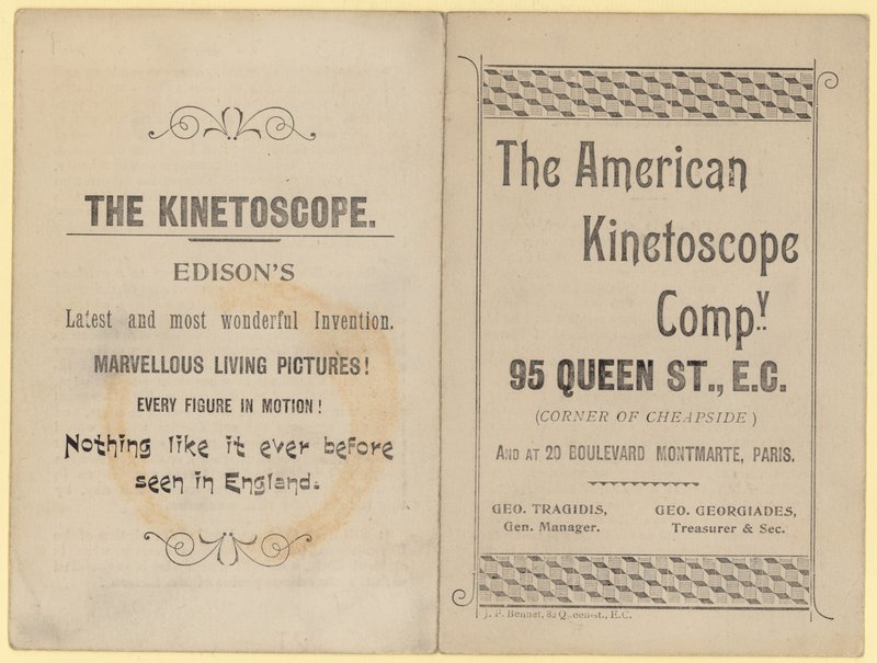 Volantino pubblicitario del Cinetoscopio da English School