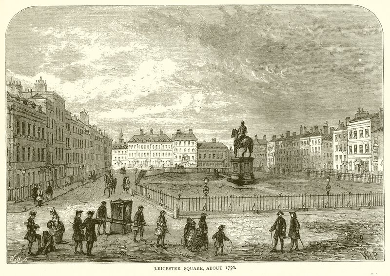 Leicester Square, intorno al 1750 da English School