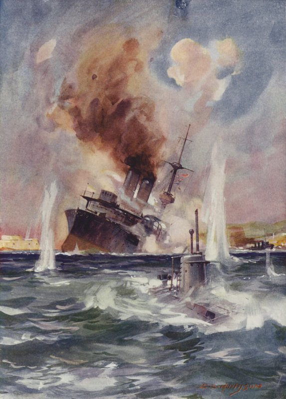 Il tenente Holbrook porta il sottomarino B11 sotto le mine nei Dardanelli e affonda una nave da guerra turca da English School