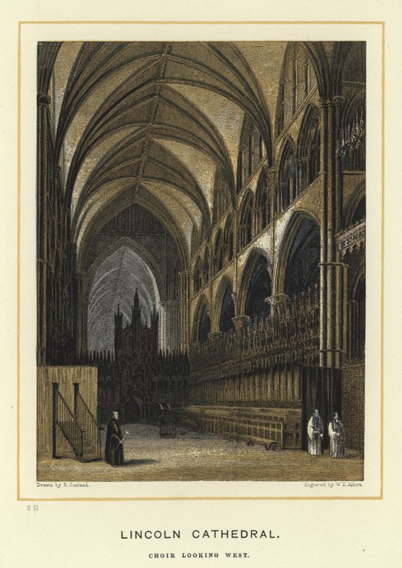 Cattedrale di Lincoln, coro guardando a ovest da English School
