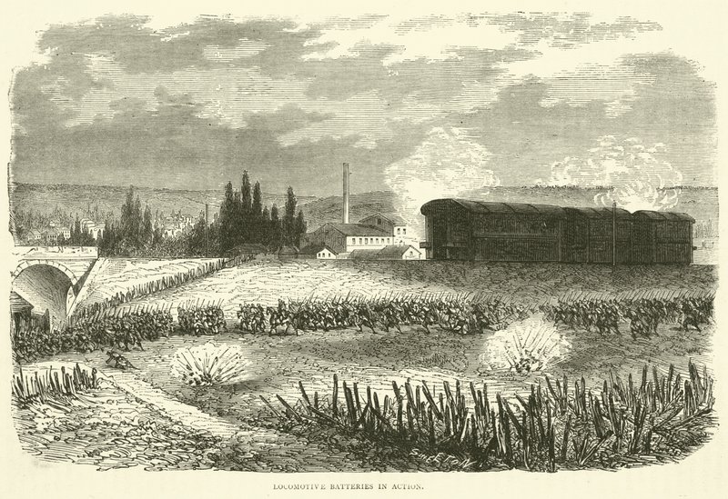 Batterie locomotive in azione, novembre 1870 da English School