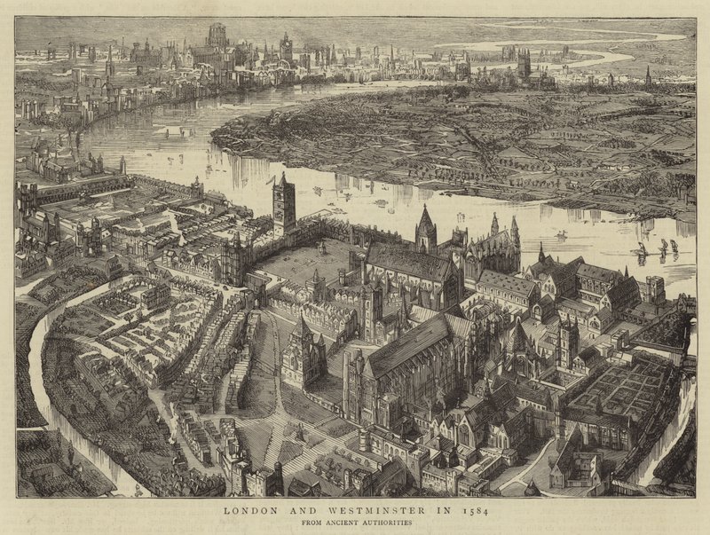 Londra e Westminster nel 1584 da English School