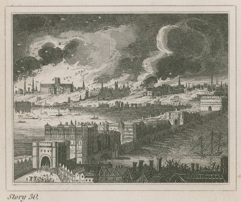 Londra durante il Grande Incendio da English School