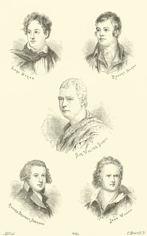 Lord Byron, Robert Burns, Sir Walter Scott, Richard Brinsley Sheridan, John Wilson da English School