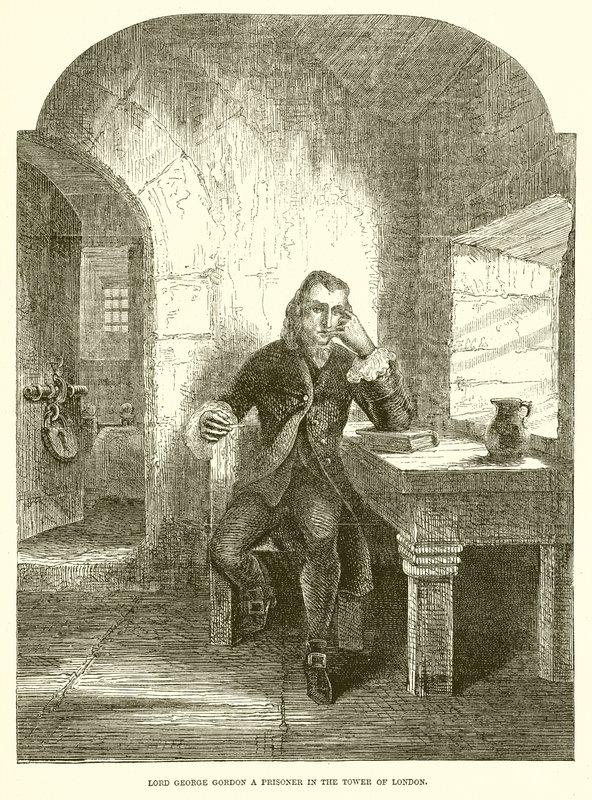 Lord George Gordon prigioniero nella Torre di Londra da English School