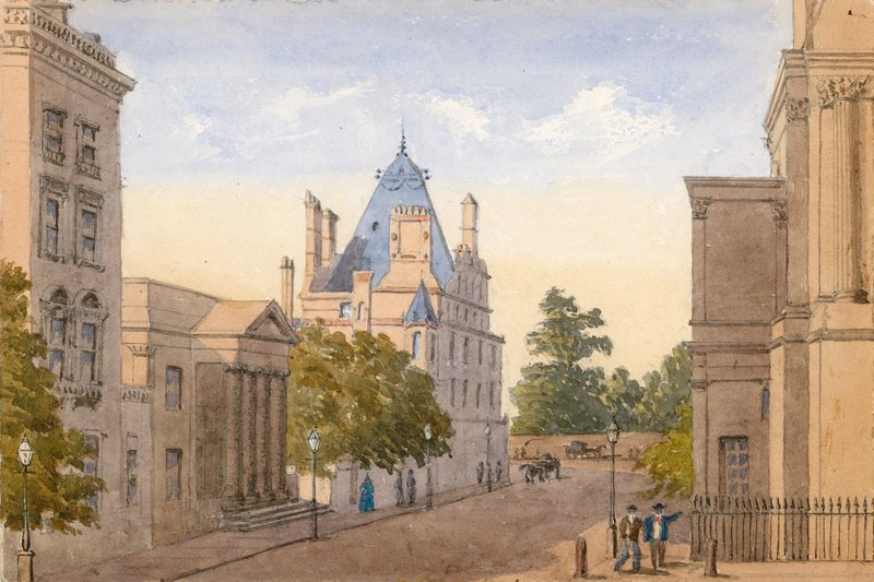 Nuova casa di Lord Grosvenor, angolo di Halkin Street, Londra da English School
