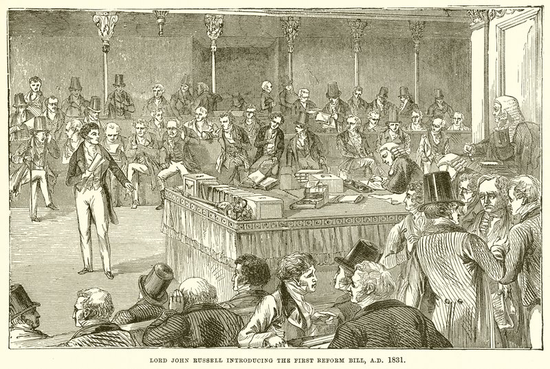 Lord John Russell che introduce il primo disegno di legge sulla riforma, A.D. 1831 da English School