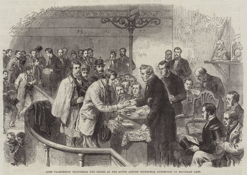 Lord Palmerston che consegna i premi alla South London Industrial Exhibition sabato scorso da English School