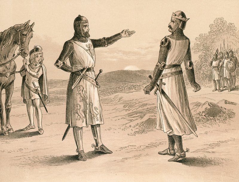 Lord Pembroke e Bruce prima della battaglia di Methven da English School