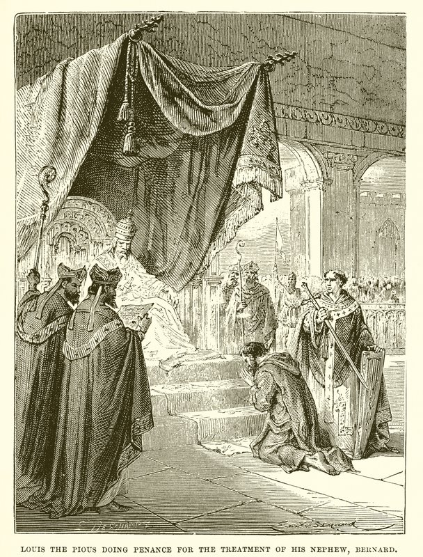 Ludovico il Pio fa penitenza per il trattamento del nipote, Bernardo da English School