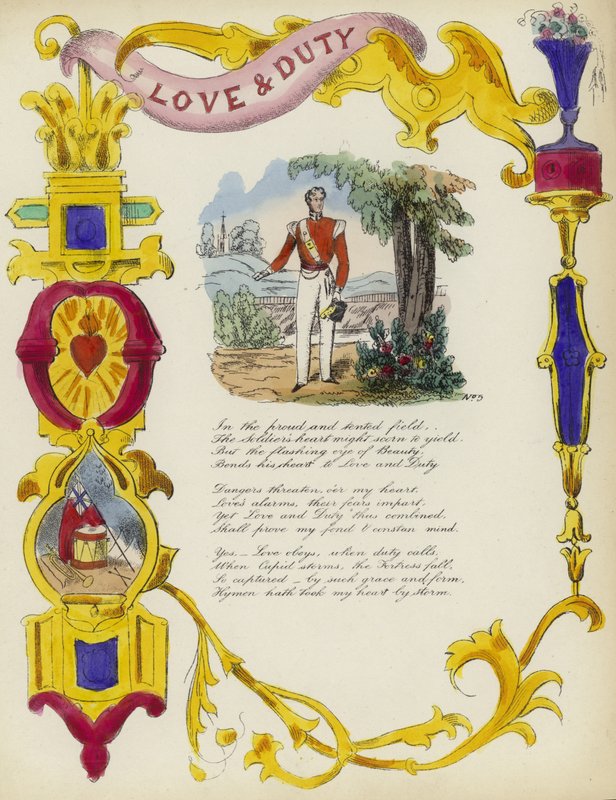 Amore e Dovere, cartolina di San Valentino britannica da English School