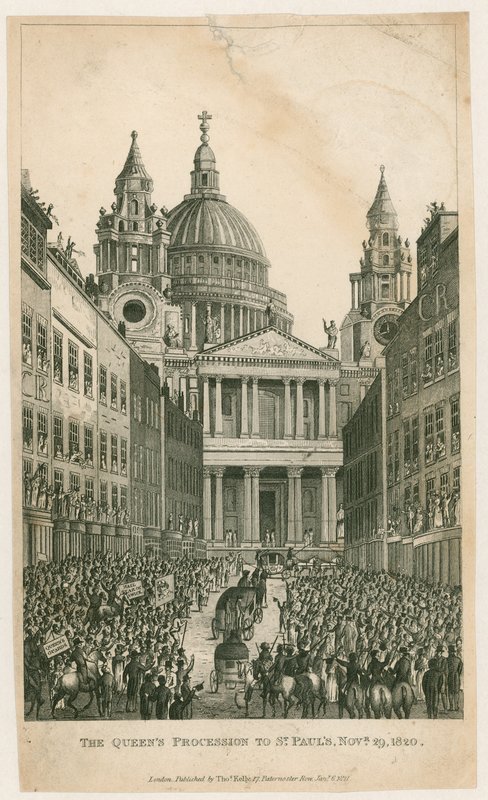 Ludgate Hill. La Processione della Regina a San Paolo, 29 novembre 1820 da English School