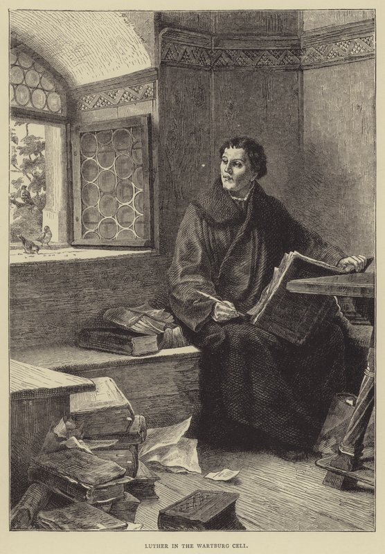 Lutero nella cella di Wartburg da English School