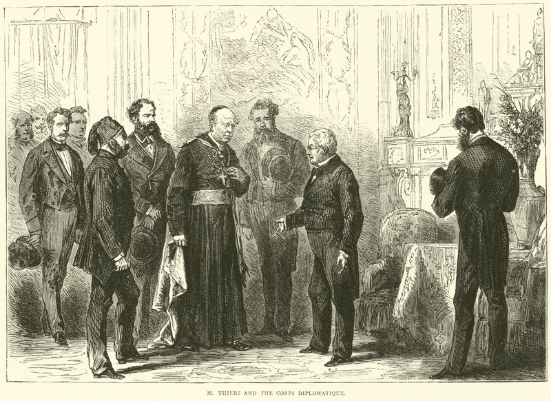 M Thiers e il Corpo Diplomatico, marzo 1871 da English School