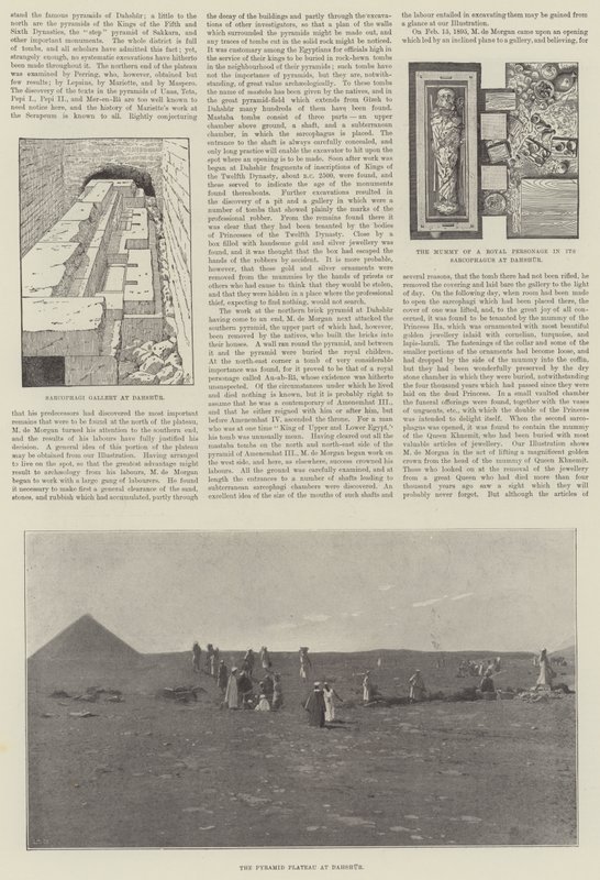 Le scoperte di M de Morgan a Dahshur (incisione) da English School