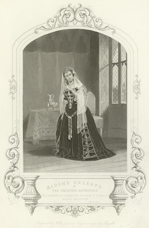 Madame Celeste come la Principessa Caterina in Enrico V, Atto V, Scena II da English School