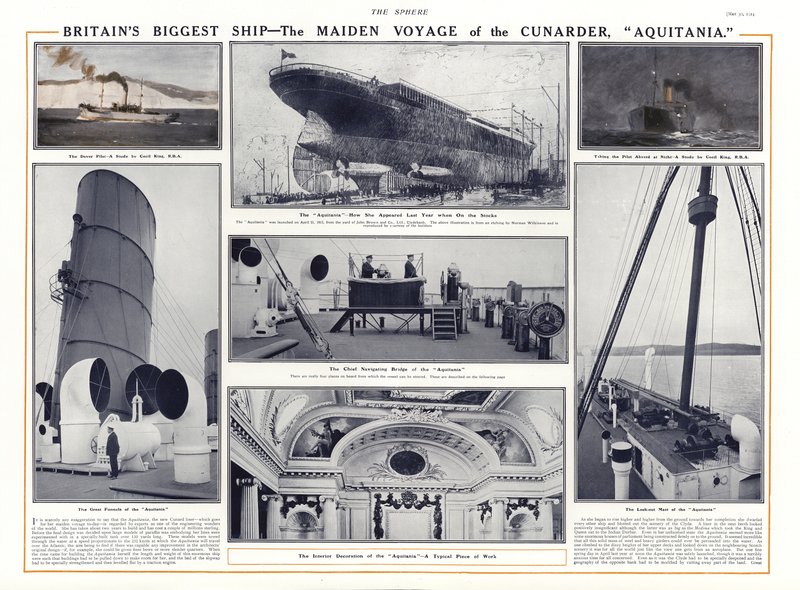 Viaggio inaugurale del transatlantico Aquitania della Cunard, 1914 da English School