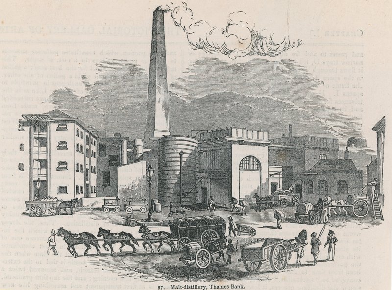 Distilleria di malto sulla riva del Tamigi da English School