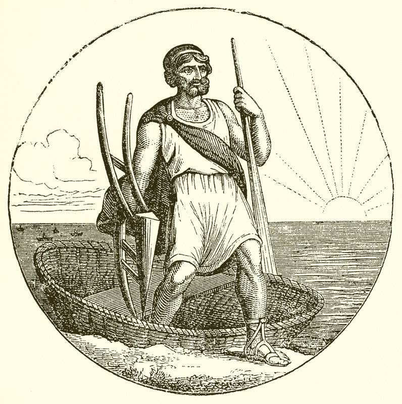 Uomo in coracle da English School