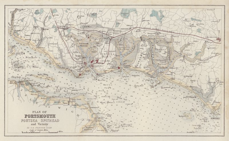 Mappa: Piano di Portsmouth, Portsea Spithead e dintorni, di G H Swanston, Edimburgo da English School