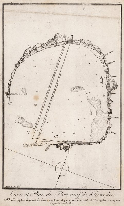 Mappa e piano del Porto di Alessandria, Egitto da English School