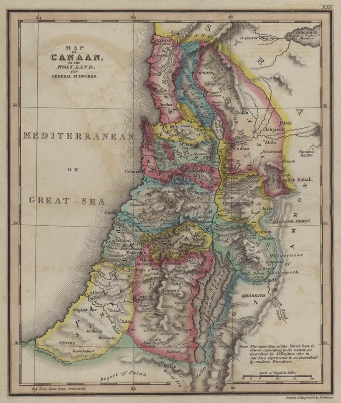 Mappa di Canaan della Terra Santa per scopi generali da English School