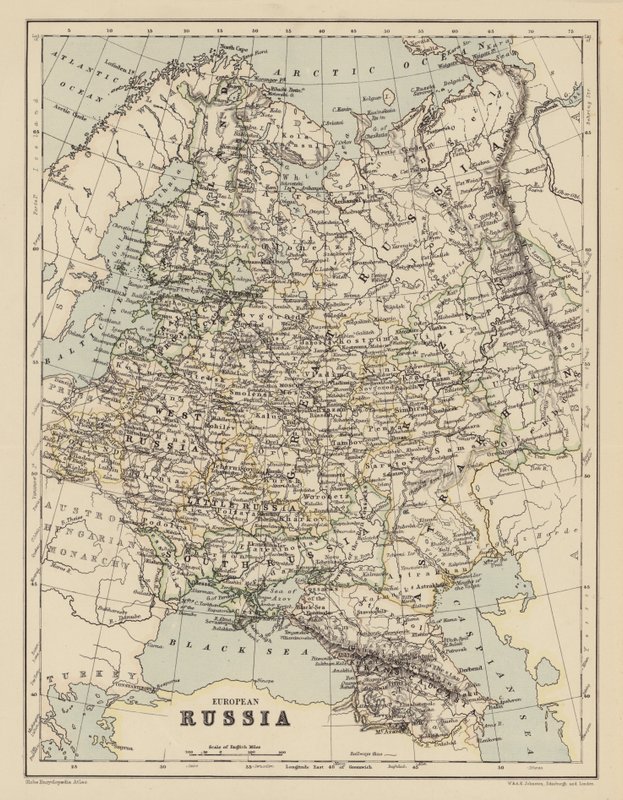 Mappa della Russia europea da English School