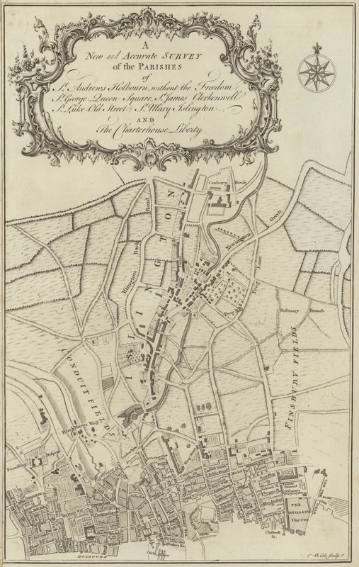 Mappa di Islington, Clerkenwell, Holborn e Finsbury da English School