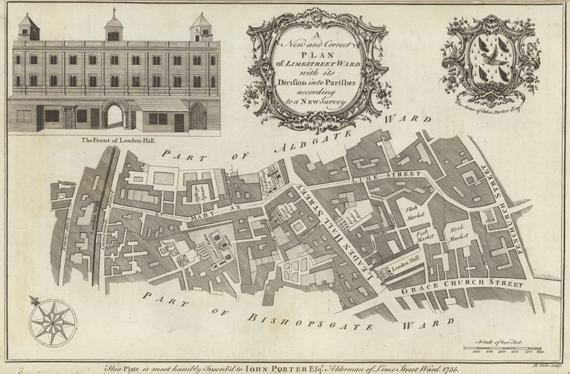 Mappa del quartiere di Lime Street, Londra da English School