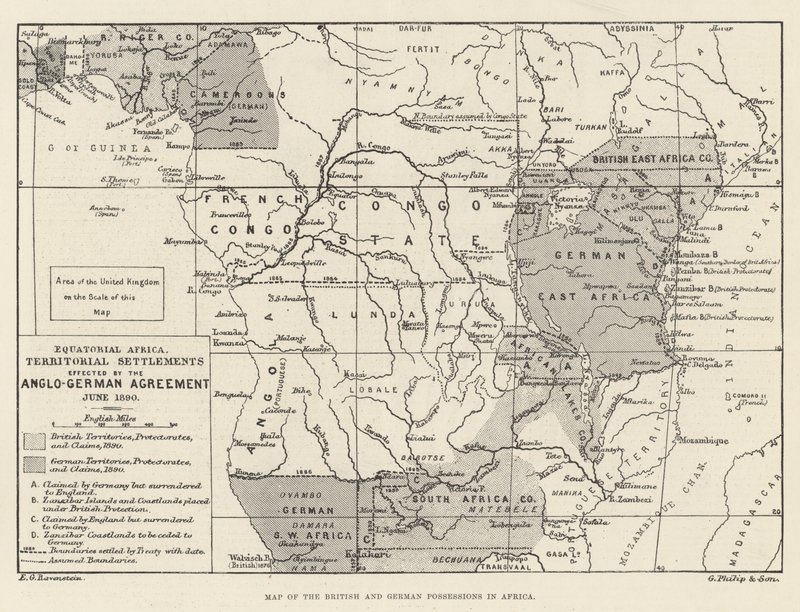Mappa dei Possedimenti Britannici e Tedeschi in Africa (incisione) da English School