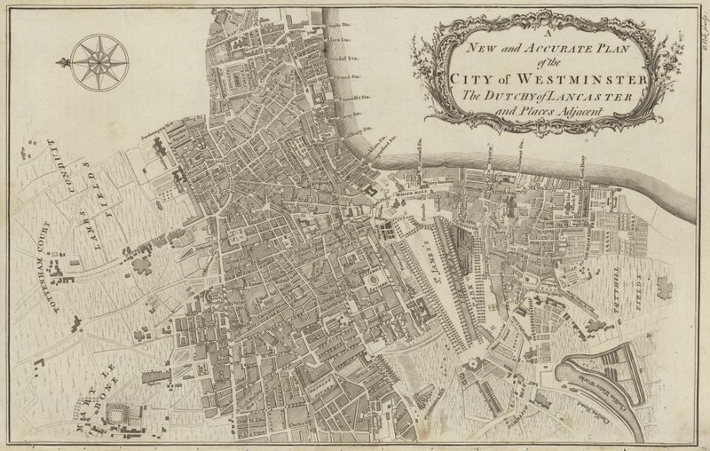 Mappa della Città di Westminster e del Ducato di Lancaster, Londra da English School