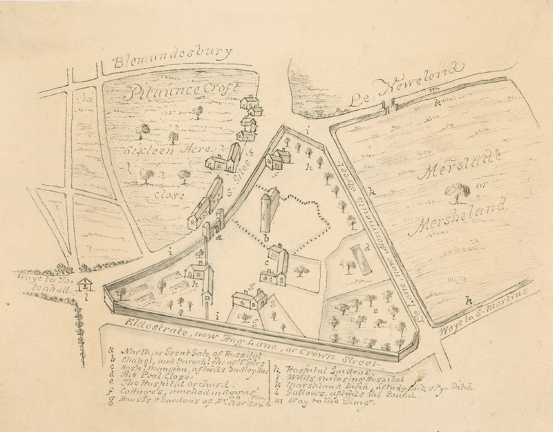 Mappa della parrocchia di St Giles in the Fields, Londra da English School