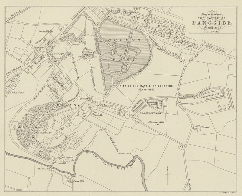 Mappa per illustrare la Battaglia di Langside da English School