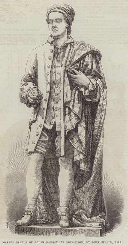 Statua in marmo di Allan Ramsay, a Edimburgo, di John Steell, RSA (incisione) da English School