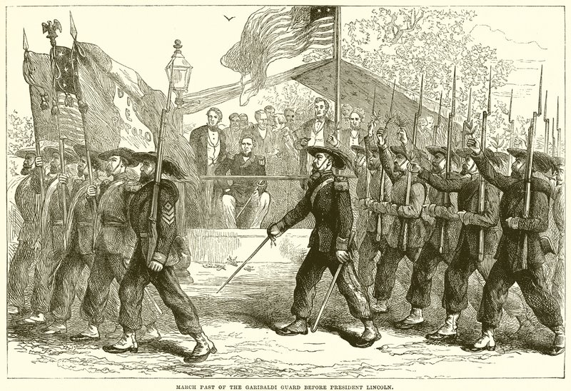 Sfilata della Guardia Garibaldi davanti al presidente Lincoln da English School
