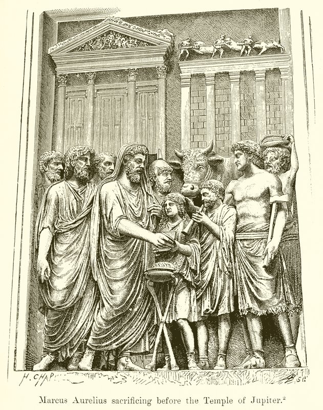 Marco Aurelio che sacrifica davanti al Tempio di Giove da English School