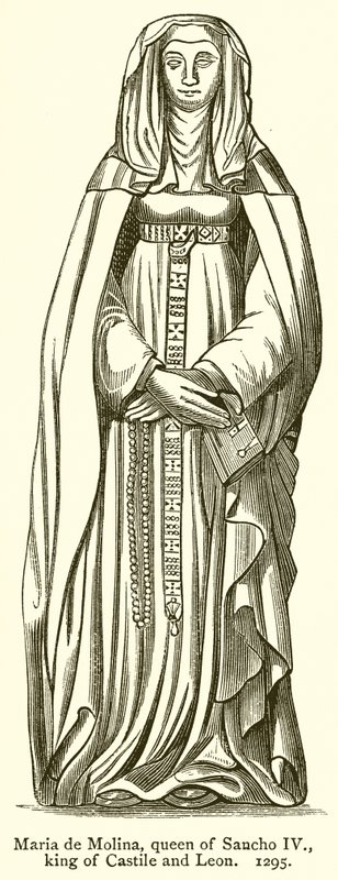 Maria de Molina, Regina di Sancho IV, Re di Castiglia e León. 1295 da English School